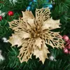 Decoración Navideña Flor Navideña 15cm Flor Artificial con Polvo Dorado Árbol de Navidad Regalo Festivo Corona Decoración del Hogar