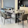 Mesa de Comedor de Mármol Engrosada de Lujo Ligero y Combinación de Sillas Mesa de Comedor Rectangular Moderna Simple Mesa de Comedor de Acero Inoxidable para el Hogar Mesa de Comedor de Gama Alta