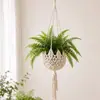 Nova bolsa de rede para vaso de flores de alta resistência transfronteiriça com corda de algodão e linho e gancho para cestos de plantas penduradas decorativos internos e externos