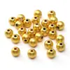 Contas Banhadas a Ouro 14K que Preservam a Cor, Contas Soltas, Contas Banhadas a Prata, Contas Espaçadoras, Contas Redondas, Pulseiras de Contas Feitas à Mão para DIY, Colares, Acessórios de Joias