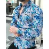 Nueva Camisa de Lujo Ligero de Alta Gama para Hombre 2026, Top Casual Holgado con Estampado de Manga Larga para Hombre, Tallas Plus