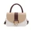 Bolsa de Mão Patchwork Color Block Retrô Bolsa Quadrada Pequena para Mulheres Fivela de Metal em Forma de U Bolsa Pequena de Ombro Transversal Em Estoque Disponível para Atacado