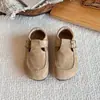 Zapatos Birkenstock para niños, nueva colección primavera/otoño 2026, mocasines retro estilo coreano para niñas, de piel suave y suela blanda