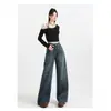 Jeans retro de pierna ancha para mujer, estilo nuevo 2026, de cintura alta, adelgazantes, con una caída fluida, y disponibles para envío directo de un solo artículo