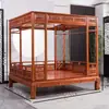 Cama de Dosel Completamente de Madera Maciza, Nueva Cama de Estilo Chino con Agujero de Luna, Cama Tallada a Mano con Mil Trabajos de Estilo Antiguo de las Dinastías Ming y Qing, Cama Escalonada Clásica de Palacio