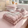 Edredom de verão em seersucker de algodão lavado, fresco para o verão, lavável à máquina, edredom para ar condicionado, dormitório, individual, fino, conjunto de três ou quatro peças, edredom de verão