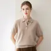 Kangsai Ni 100% Caxemira Moda Feminina Elegante Gola Polo Suéter de Caxemira Camada Base Versátil Malha