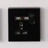 Interruptor de Pared para Hogar de Vidrio Templado Interruptor para Hotel Boutique Plata Estrella Enchufe USB Panel de Interruptores de Comercio Exterior