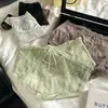 Bragas Sexys de Encaje Semi-Transparentes Caladas Estilo Francés para Mujer, Braguitas de Satén con Parches de Cintura Media y Entrepierna de Seda