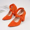 Sapatos Femininos Novos Exclusivos de Moda Transfronteiriça para Comércio Exterior, Bico Fino, Cadarço, Salto Alto Estilo Francês, Salto Plataforma