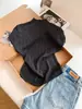 Camiseta de Tricô Manga Curta Gola Meia-Alta Estilo Coreano para Mulheres, Novo Lançamento Verão 2026, Top Fino Vazado Slim Fit