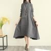 Vestido de 2022 Estilo Literário Gola Alta Irregular Engrossado Longo Interno Elegante Saia Base Solta para Mulheres