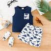 Macacão Bebê Masculino Atacado Roupa Infantil Transfronteiriça Colete Sem Manga Estampa Completa Shorts Casuais Bebê Estilo Coreano Conjunto de Duas Peças Fashion