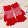 Guantes de Punto Jacquard para Mujer en Invierno, Lindos, Engrosados y Cálidos, de Lana de Cinco Dedos para Otoño e Invierno, Ciclismo al Aire Libre, Protección contra el Frío y Pantalla Táctil