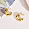 Brincos europeus e americanos de aço inoxidável nude em forma de C brincos de ouro Brincos personalizados simples femininos atacado ED-606