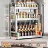 Nuevo Estante de Almacenamiento de Cocina de Acero Inoxidable para Encimera, Organizador Multifuncional para Aceite, Sal, Salsa, Vinagre, Frascos de Condimentos y Portacuchillos