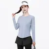 Camiseta de Yoga para Mujer, Otoño Ajustada, Ceñida, Secado Rápido, Transpirable, Top Deportivo de Manga Larga, Ropa de Gimnasio con Malla