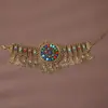 Tocado de Borlas Miao Estilo Étnico Retro, Adorno para la Frente Estilo Exótico Hanfu de Vestuario Antiguo, Cadena para la Frente, Pendientes de Plata de Xizang, Pulsera para Mujer