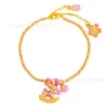 Mismo Estilo que el Pulsera con Borla de Flor de Durazno Caballo Mecedora Oro Arena de la Tienda de Oro Puzuo, Rosa, Femenino, Juguetón, Tejido a Mano para Mujer