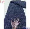 Vestido de Noiva Retro Francês Totalmente Bordado com Lantejoulas Flor Grande Bordado Tecido de Renda Vestido Vestido Malha Bordado Atacado