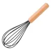 Batidor de Huevos de Madera de Mango Colorido Portátil de Silicona Batidora de Crema Batidor Manual Multifuncional para Mezclar Líquidos