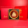 Novo disco quadrado estilo chinês com ornamento de pintura de quadro tridimensional de vela tranquila, decoração de mesa de veleiro em ouro maciço, disponível para atacado
