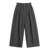 Pantalones anchos plisados con silueta suave y hebilla del mismo color, pantalones de pierna ancha y cintura suelta, pantalones rectos grandes y sencillos de primavera para mujer