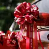 Decoración de Boda Bolas de Flores para los Coches de los Novios, Decoraciones Florales de Mano para Celebración de Boda Color Rojo Vino, Decoraciones para el Coche Principal y Secundario, Decoraciones para el Coche Delantero