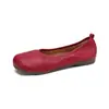 Zapatos planos de piel de oveja estilo retro francés con puntera dividida para mujer, zapatos de ballet de una sola pieza, mocasines de suela blanda, zapatos para mujer de talla grande