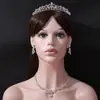 Novo Conjunto de Headwear para Palco de Casamento Moda Coreana Coroa de Strass Pente de Cabelo Colar Brincos Conjunto de Três Peças