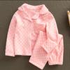 Pijama Infantil Outono e Inverno Novo Estilo Calça de Manga Longa para Meninos Roupa de Casa Roupa Infantil Cardigan de Veludo Alemão Roupa de Casa para Meninas Atacado