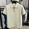 Camisa Polo de Verano Delgada de Alta Gama para Hombre, Camiseta de Manga Corta con Media Cremallera, Cuello de Solapa Texturizado, Top Elegante y Transpirable