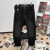 Calça Jeans Masculina 2026 Nova Outono Primavera Marca Tendência Bordada Solta Perna Reta Outono Preto Cinza Stretch Casual Calça Longa