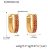 Aretes de Rueda de la Fortuna Ins Europeos y Americanos Nuevos Coloridos de Circonita Acero Inoxidable Chapado en Oro de 18K Aretes de Moda Aretes para Mujer