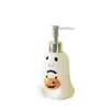 En Stock Amazon Más Vendido Calabaza Fantasma de Halloween Forma de Calabaza Botella de Cerámica con Pulsador para Dispensar Jabón de Manos y Gel de Ducha