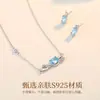 Collar de Caramelo Tichia Original de Plata de Ley S925 para Mujer Estilo K-Pop Ins Diseño de Nicho Exquisita Cadena para Clavícula de Zirconio Azul Marino