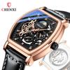 Reloj mecánico automático con forma de barril para hombre, luminoso, hueco, con diseño de sol, luna y estrellas, al por mayor