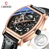 Chenxi Novo Relógio Mecânico Totalmente Automático em Formato de Barril Sol Lua Estrelas Masculino Luminoso Mecânico Vazado Venda por Atacado