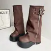 Botas Largas Únicas para Mujer con Suelas Gruesas y Aumento de Altura, Nuevo Estilo Otoño e Invierno 2026, Adecuadas para Personas Bajitas, Estilo Dulce y Fresco, Botas de Montar