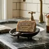 Plato de jabón decorativo de hierro fundido con forma de concha, minimalista moderno retro, estante de drenaje, decoración de escritorio, caja de almacenamiento pequeña