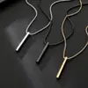 Colar Pingente Longo Hexagonal Minimalista em Aço Titânio para Homens e Mulheres, Estilo Casal, Estilo Cool, Gravação a Laser Possível, Corrente para Clavícula