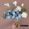 Ramo de Orquídea Mariposa Coreana, Arreglo Floral Artificial, Jarrón, Arreglo Floral de Mesa de Comedor de Rincón, Boda en Sala de Estar, Ramo de Flores Artificiales