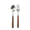 Madeira Maciça Retro Madeira Maciça Noz Talheres Bife Comida Ocidental Faca, Garfo e Colher Conjunto de 4 Peças Aço Inoxidável 304 Escovado Colher de Sobremesa