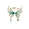 Estilo francês Super Fada Gradiente Borboleta Anel de Abertura Luz Nicho de Luxo High-end Temperamento Simples e Generoso Distintivo Anel de Dedo Indicador