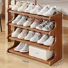 Zapatero de madera pequeño multicapa para dormitorio, zapatero inclinado para habitaciones de estudiantes, solución simple a prueba de polvo para almacenamiento de zapatos