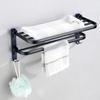 Estante plegable de aluminio negro para toallas de 40/50/60 espacios con gancho para ferretería de cocina y baño, al por mayor, no requiere perforación