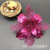 Flores de Navidad de 11 cm espolvoreadas con polvo dorado Cabeza de flor hueca Corona para árbol de Navidad Caja de regalo Accesorios de decoración de bodas Venta directa de fábrica