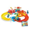 Anel cidade aventura trilho de trem elétrico caixa colorida Crianças DIY montado trilho em forma de coração brinquedo de trilho de trem