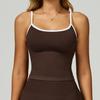 Chaleco de Yoga Zechuang Sin Costuras Dobladillo de Color Contrastante Espalda Hueca Hermosa Chaleco Deportivo Ropa Interior para Correr al Aire Libre Fitness 9245