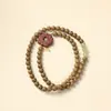 Pulseira de Contas Aromáticas Medicina Chinesa 0,8" Despertar da Humanidade" + Pulseira de Lótus Vermelho Círculo Duplo Estilo Chinês DIY Transmissão ao Vivo Atacado